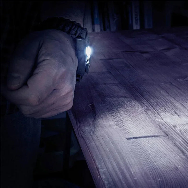 Survival Paracord Bracelet with LED Light – SOS Whistle, Compass & Emergency Rope for Outdoors & EDC