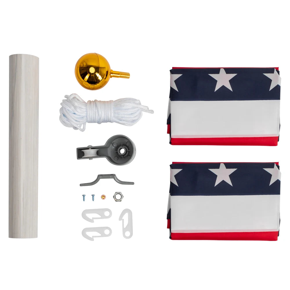 25ft Outdoor Flagpole Kit โ Sectional Aluminum Pole with 2 USA Flags + Halyard System