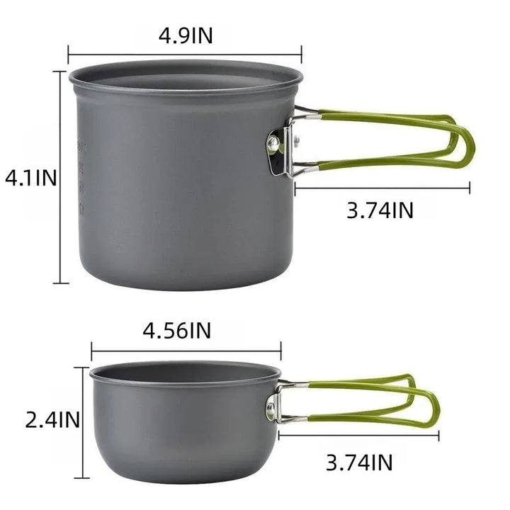 Portable Camping Cookware Set – Lightweight Backpacking Cooking Kit with Pots & Storage Bag