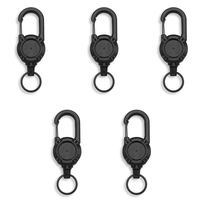 Retractable Steel Wire Carabiner Keychain – Heavy Duty Clip Tool (Single or 5-Pack)