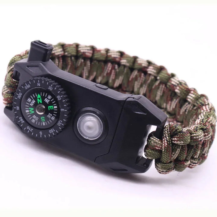 Survival Paracord Bracelet with LED Light – SOS Whistle, Compass & Emergency Rope for Outdoors & EDC