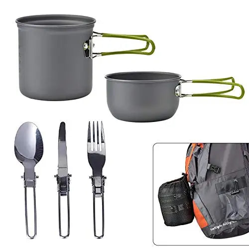 Portable Camping Cookware Set – Lightweight Backpacking Cooking Kit with Pots & Storage Bag