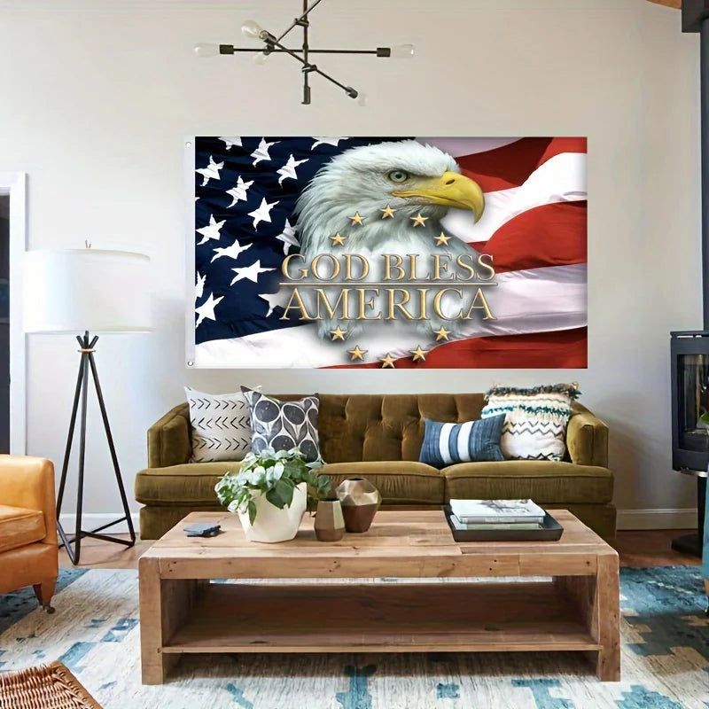 American Bald Eagle Flag – 3x5 Ft Patriotic Outdoor Banner for July 4th & Garden Display