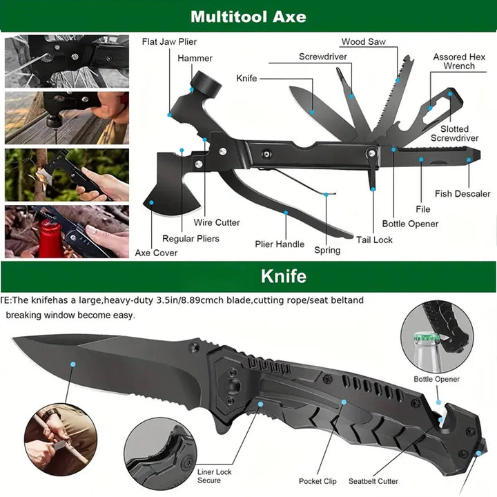 Bugout Alpha Survival Kit – 1-Person Tactical Emergency Pack with Axe, Shovel, First Aid & Fishing Tools