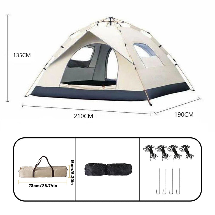 4-Person Automatic Pop-Up Tent – Rainproof & Sun-Proof Shelter for Camping, Beach, or Fishing