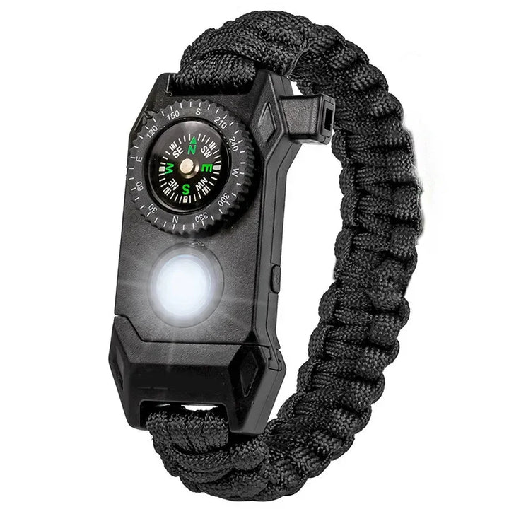 Survival Paracord Bracelet with LED Light – SOS Whistle, Compass & Emergency Rope for Outdoors & EDC