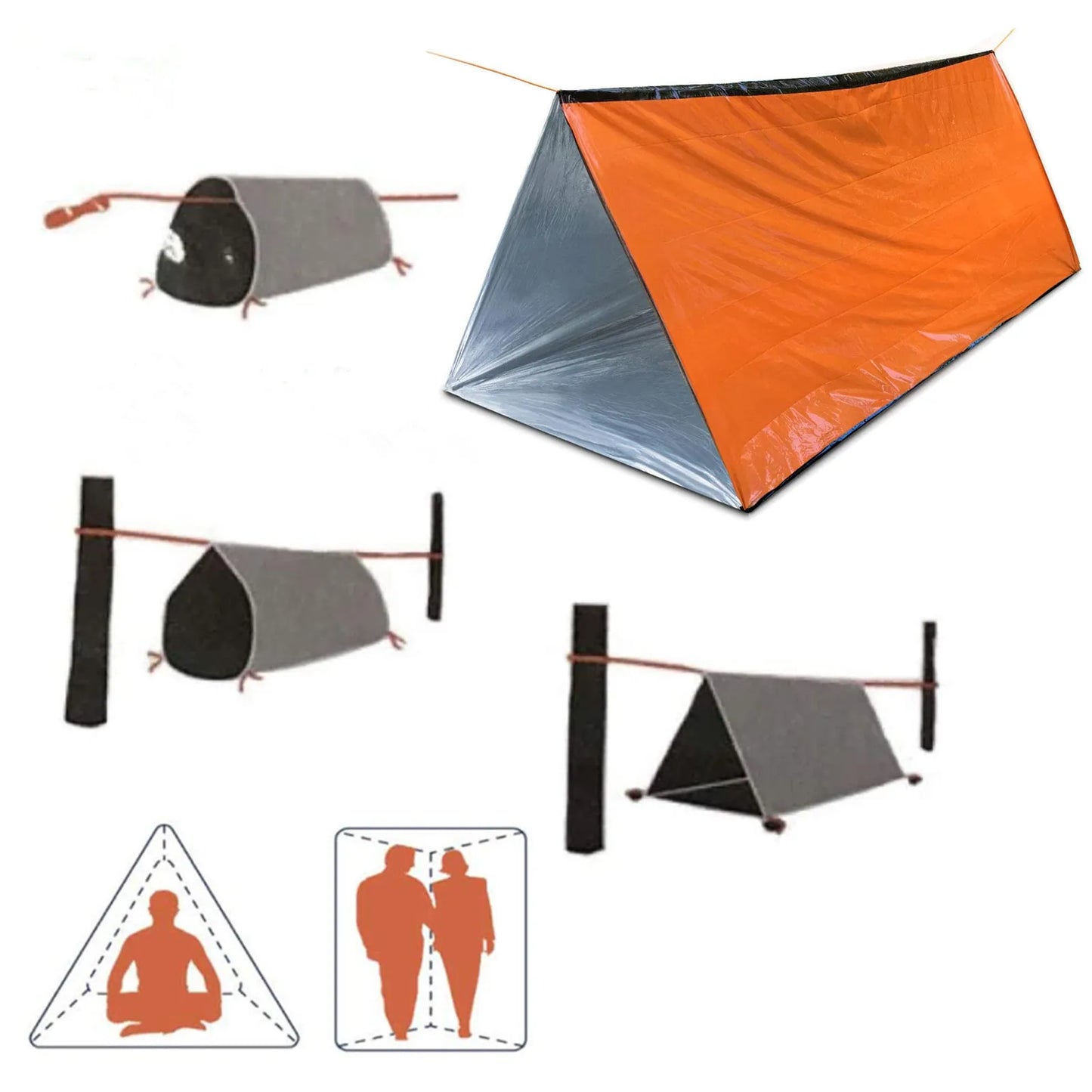 2-Person Emergency Mylar Survival Tent – Waterproof, Windproof, Heat-Retaining Shelte