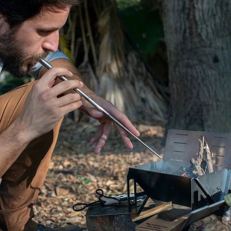 Retractable Fire Blow Tube – Portable Outdoor Fire Starter for Camping & Survival