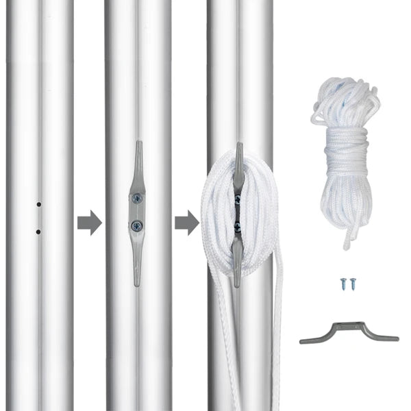25ft Outdoor Flagpole Kit โ Sectional Aluminum Pole with 2 USA Flags + Halyard System