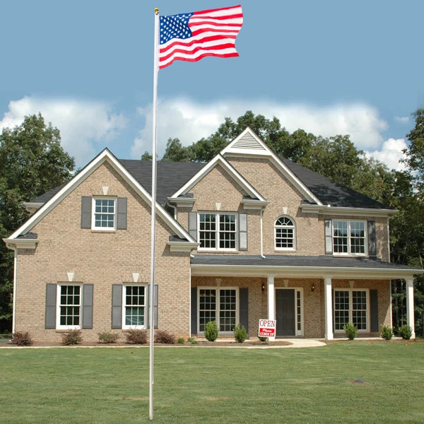 25ft Outdoor Flagpole Kit โ Sectional Aluminum Pole with 2 USA Flags + Halyard System