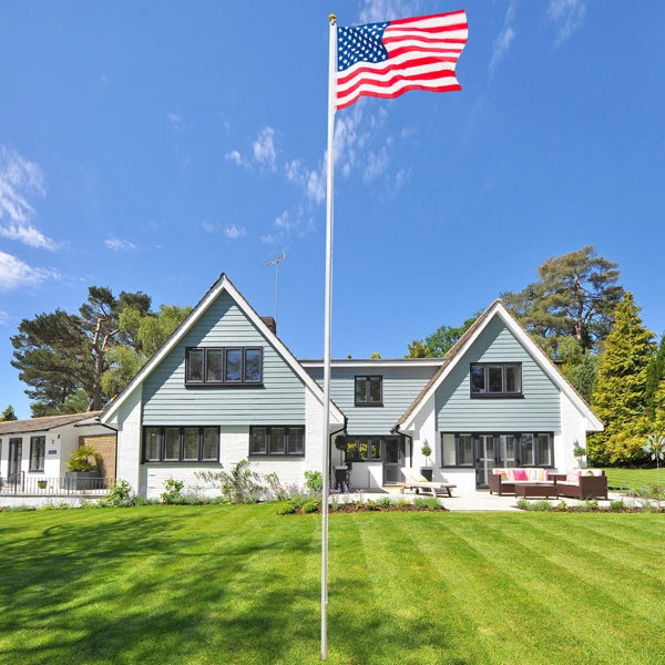 25ft Outdoor Flagpole Kit โ Sectional Aluminum Pole with 2 USA Flags + Halyard System