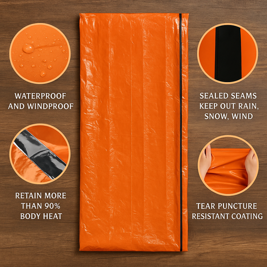Stealth Thermal Survival Sleeping Bag – Reusable Waterproof Emergency Bivy