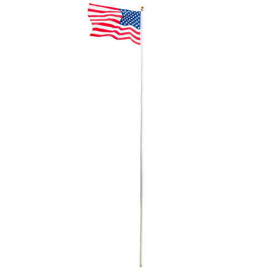 25ft Outdoor Flagpole Kit – Sectional Aluminum Pole with 2 USA Flags + Halyard System