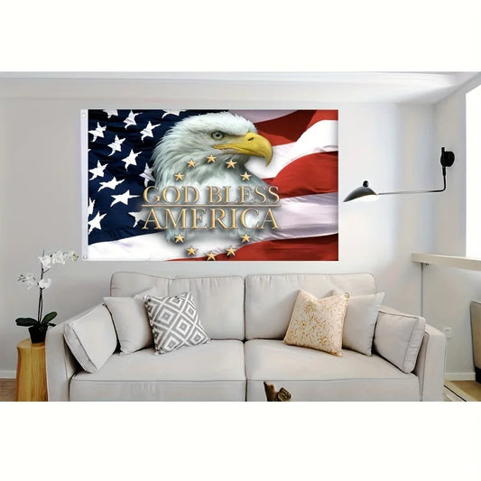 American Bald Eagle Flag – 3x5 Ft Patriotic Outdoor Banner for July 4th & Garden Display