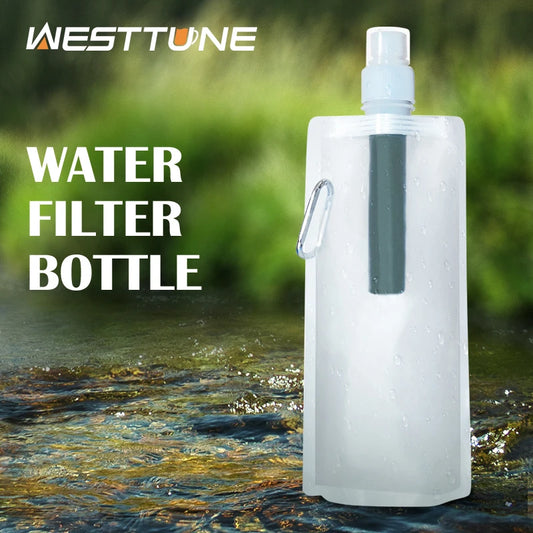 Outdoor Water Filter Straw Bottle – Survival Purifier System for Camping, Hiking & Emergency Use