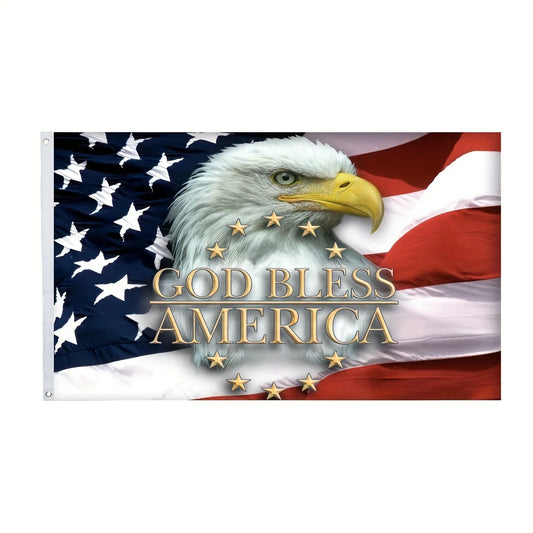 American Bald Eagle Flag – 3x5 Ft Patriotic Outdoor Banner for July 4th & Garden Display
